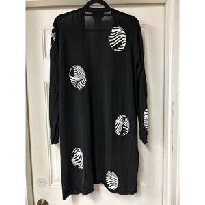 EUC Joseph Ribkoff 2pc Black Zebra Print Tank Top & Duster Cardigan Set